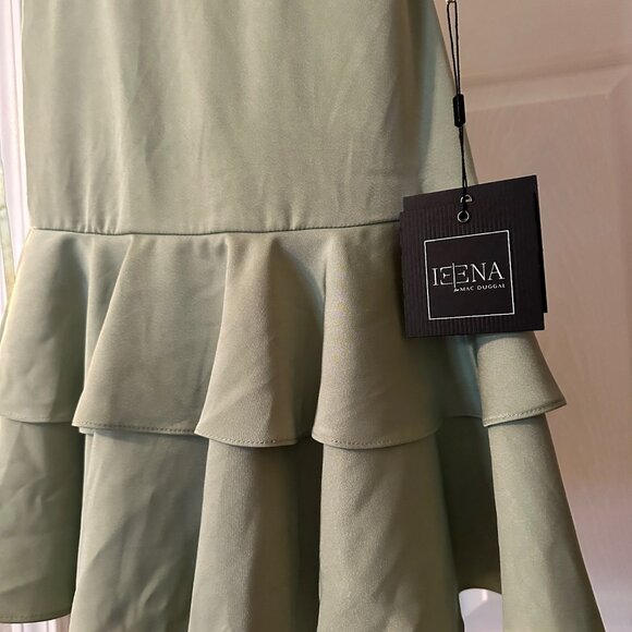 IEENA for Mac Duggal Sage Green Tiered Ruffle Dress Size 2 Cocktail NWOT - Picture 6 of 10